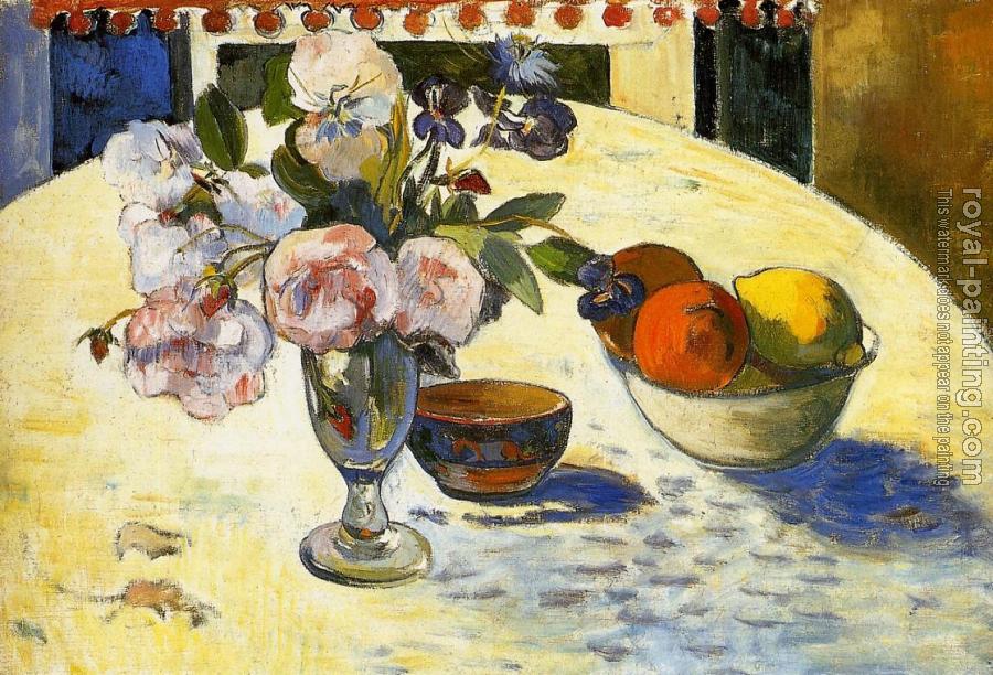Paul Gauguin : Flowers in a Fruit Bowl